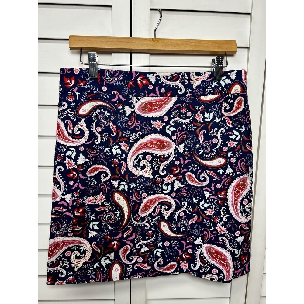 Talbots Boho Paisley Multicolor Cotton A-Line Stretch Skirt Women's Size 6
